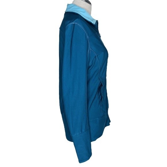 Nike FitDry Full Zip Track Jacket sz M * Long Sleeve Blue Green Aqua Pockets Gym - Picture 5 of 7